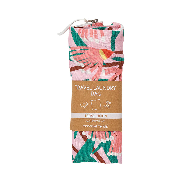 Annabel Trends Linen Laundry bag in blossom branches print
