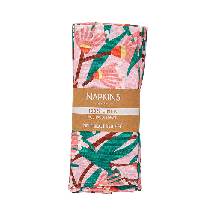 Annabel Trends Linen Napkin Set in blossom branches print