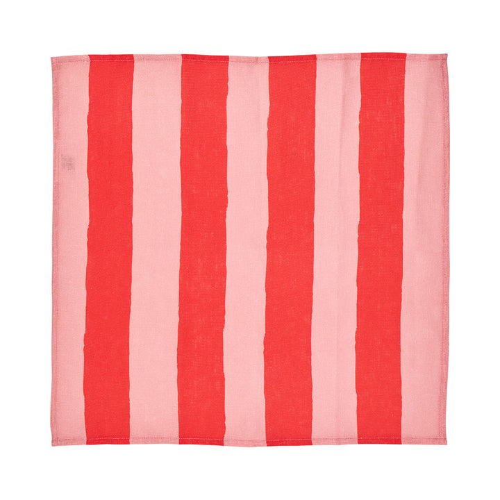 Annabel Trends Linen Napkin Set in Red Stripe