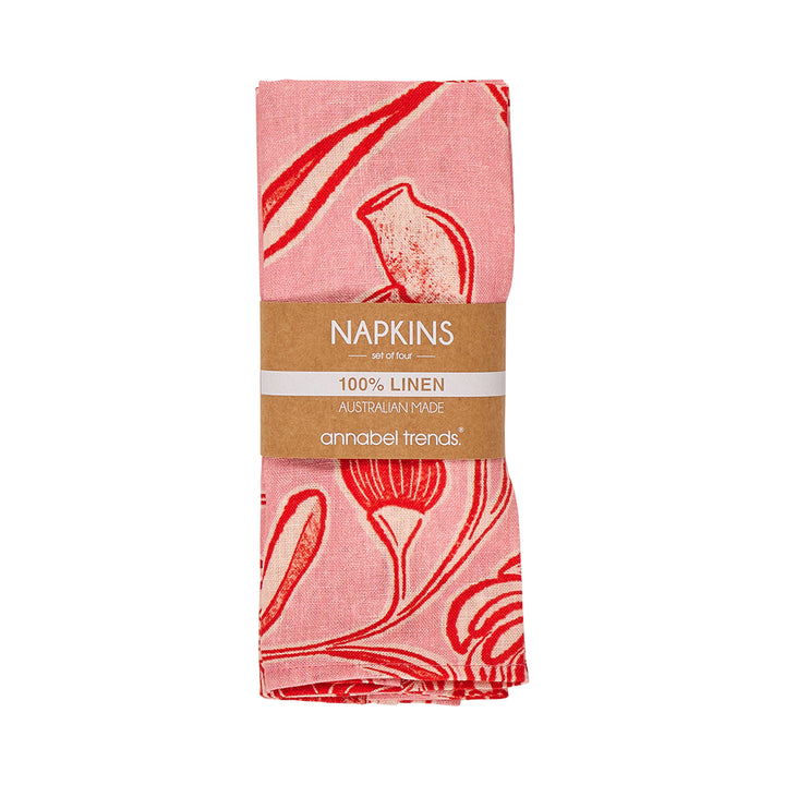 Annabel Trends Linen Napkin Set in Trailing Natives Red