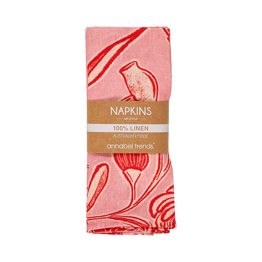 Annabel Trends Linen Napkin Set in Trailing Natives Red