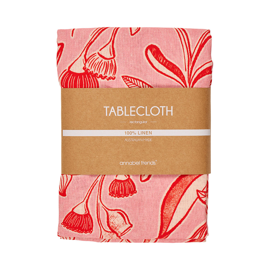 Annabel Trends Linen Tablecloth in Trailing Natives Red