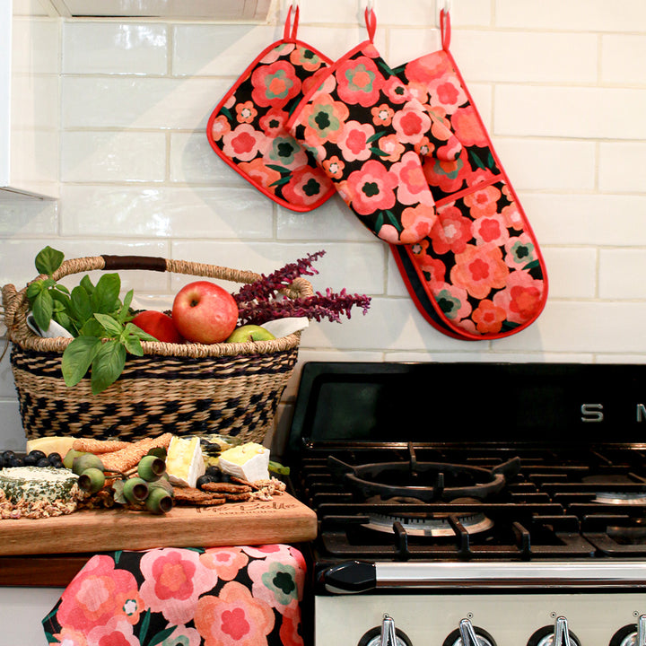 Midnight blooms Kitchen linens