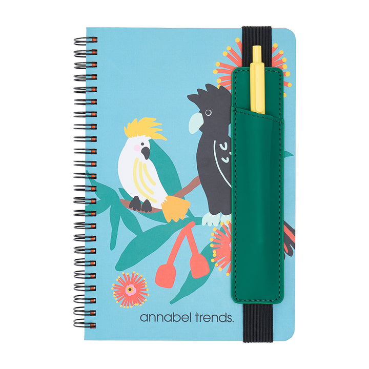 Annabel Trends Notebook with pen in cockatoo design