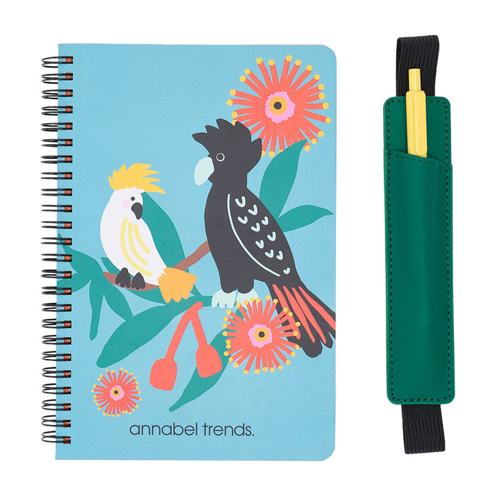 Annabel Trends Notebook with pen in cockatoo design
