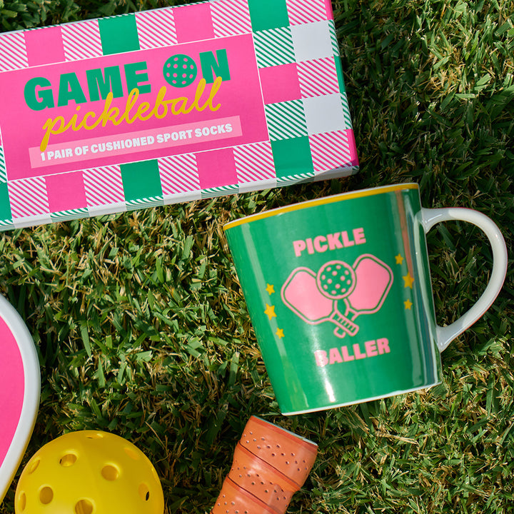 Annabel Trends Pickleball ceramic mugs and boxed socks