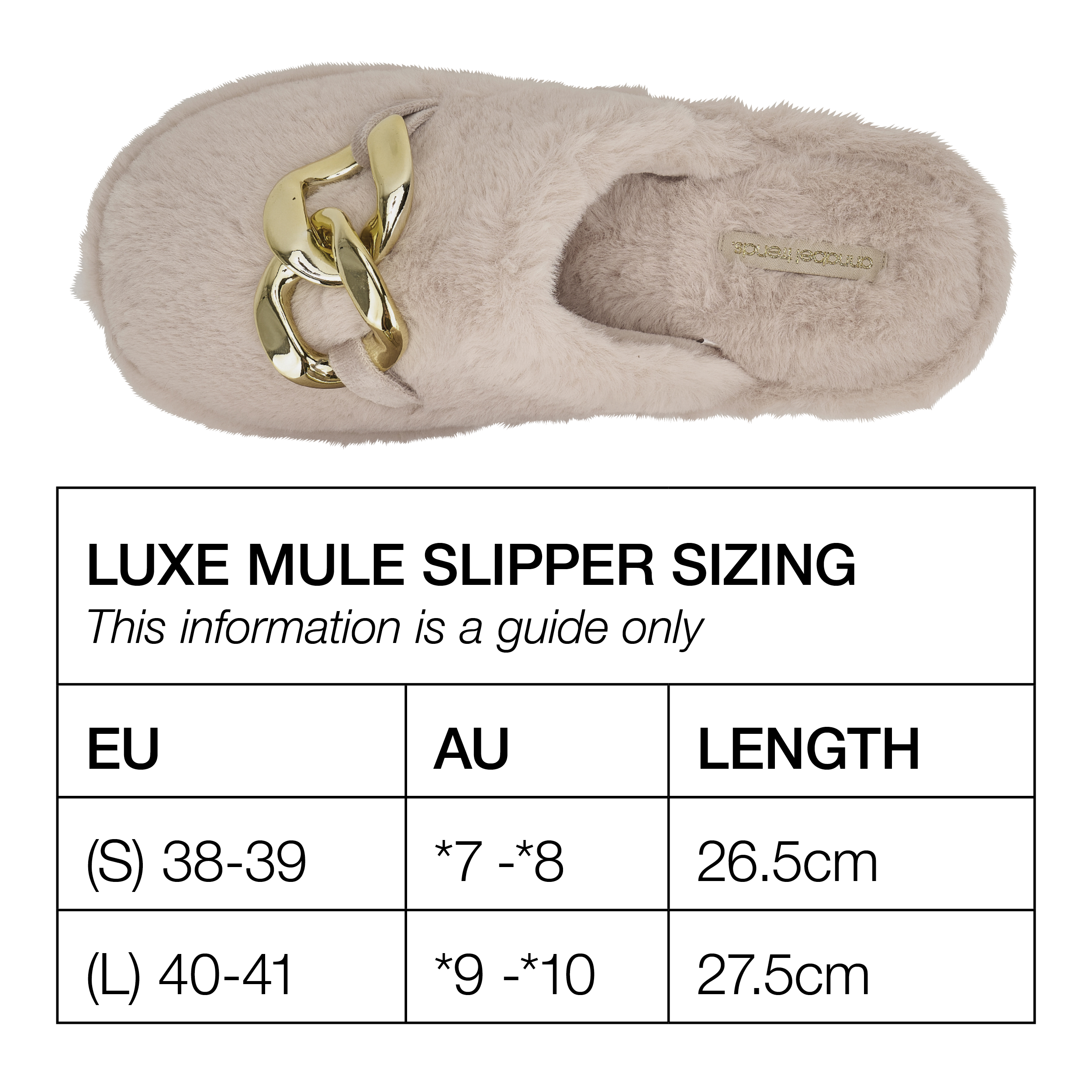 Sizing chart
