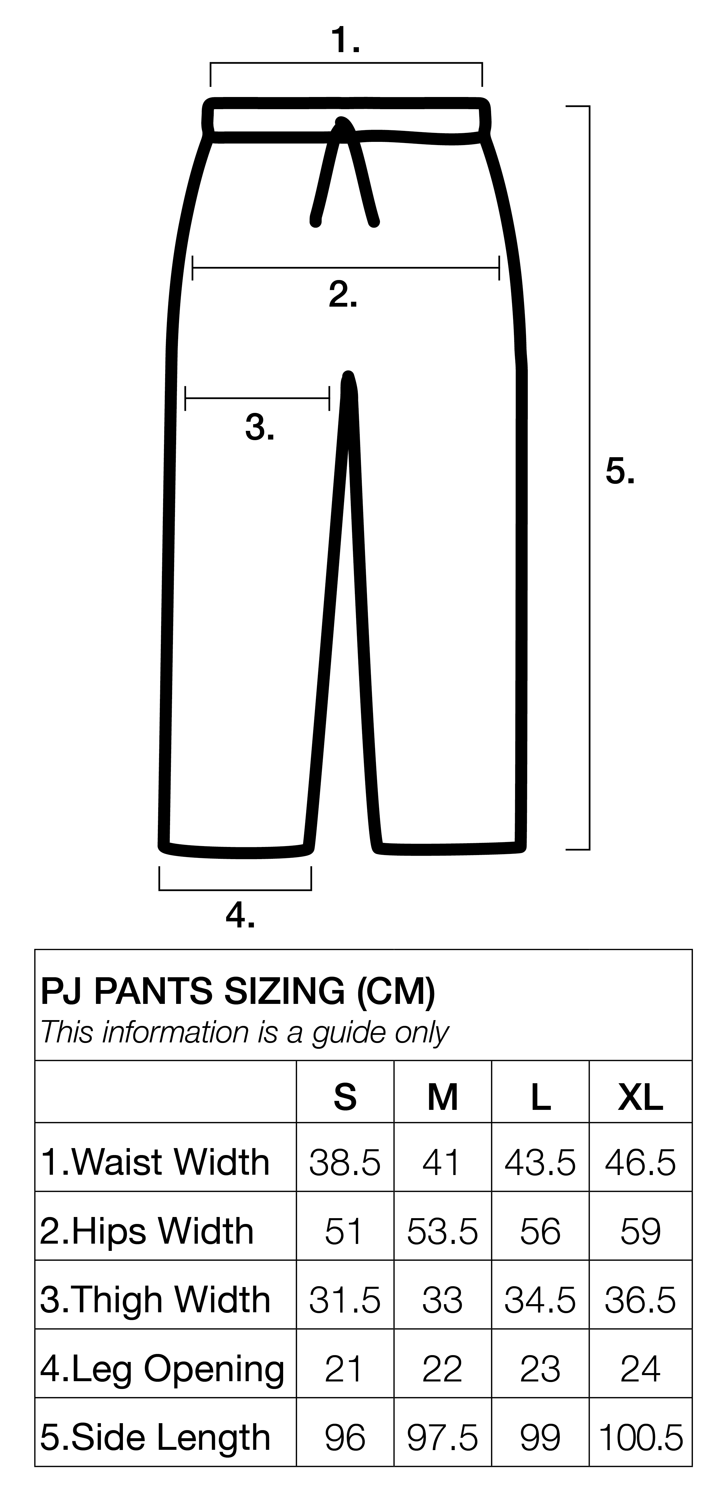 Sizing chart