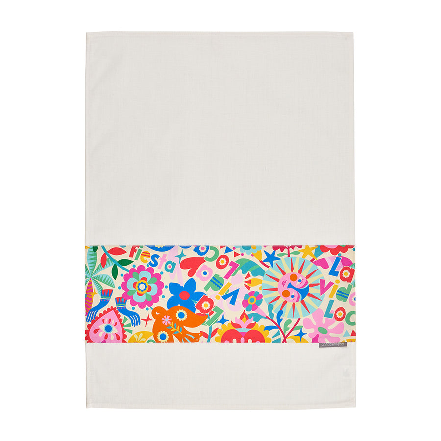Annabel Trends Cotton Tea Towel in Fiesta design by Rachel Lee