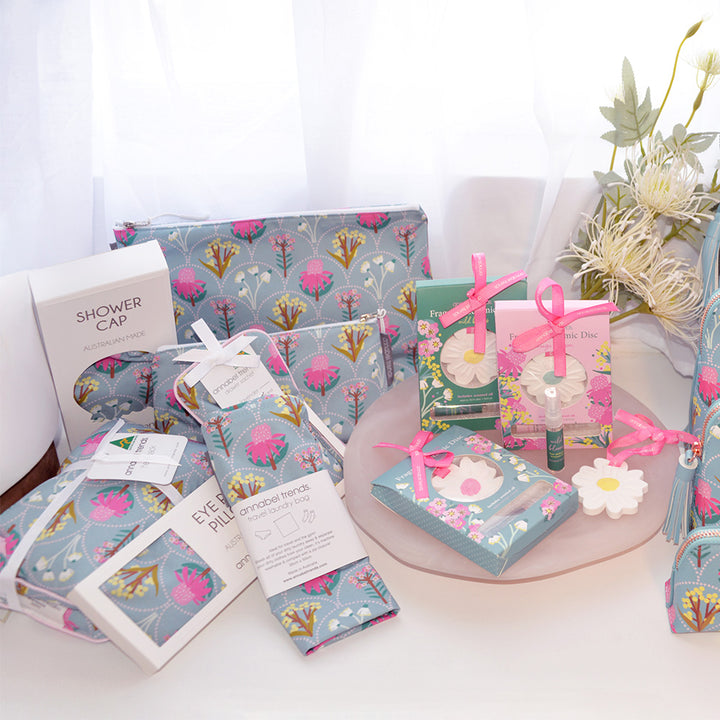 Annabel Trends Wildflower Cotton Laundry Bag, shower cap, cosmetic bags, eye rest pillow