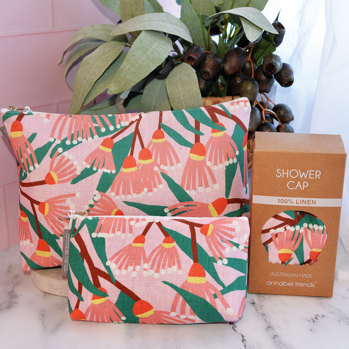 Annabel Trends Blossom Branches Linen Cosmetic Bags and shower cap