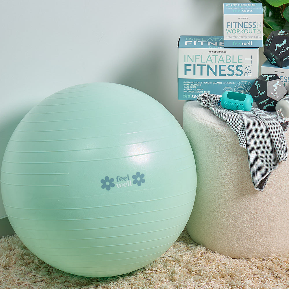 annabel trends feel well range - fitness ball, workout dice, cooling towels
