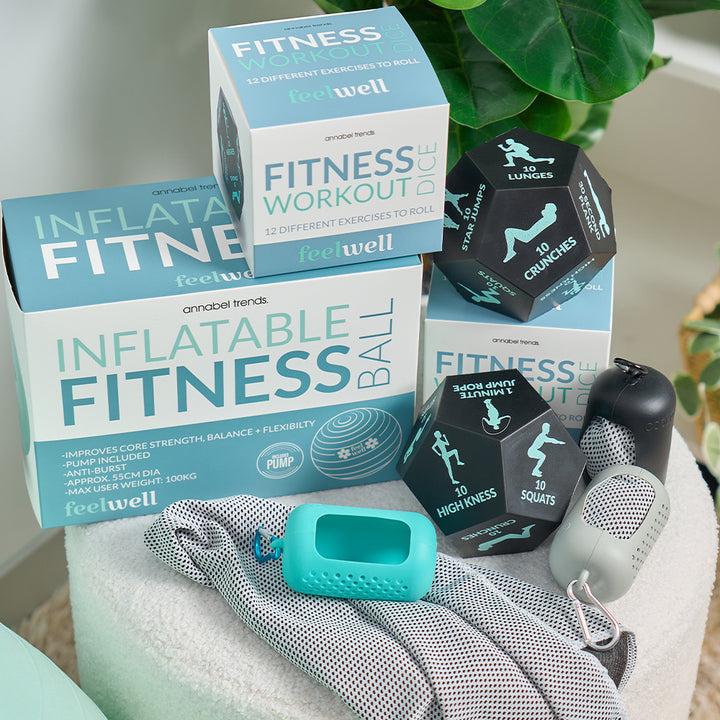 annabel trends feel well range - fitness ball, workout dice, cooling towels