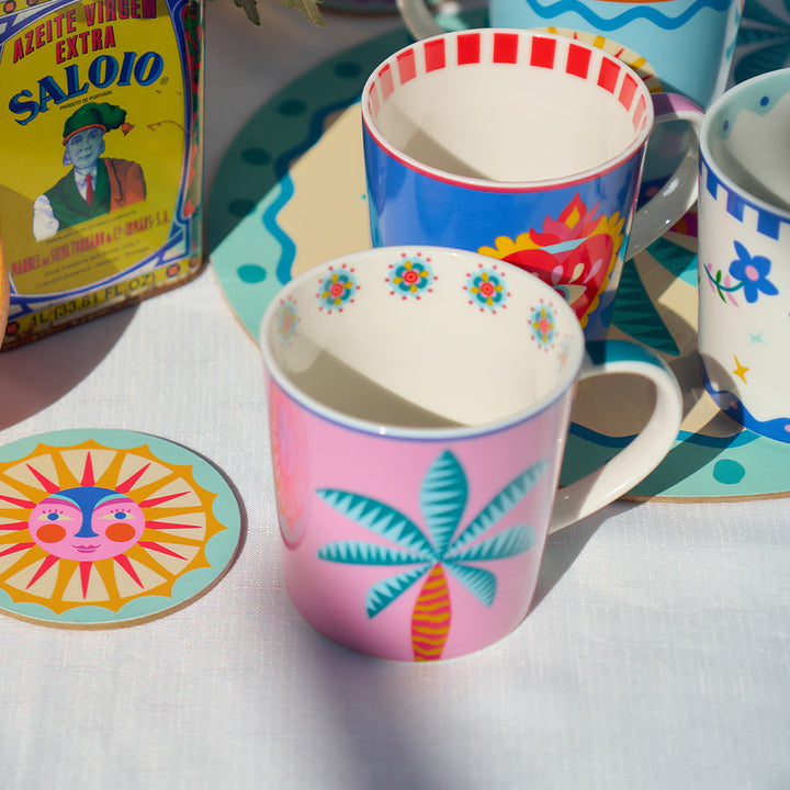 Annabel Trends Fiesta Palm ceramic assorted mugs