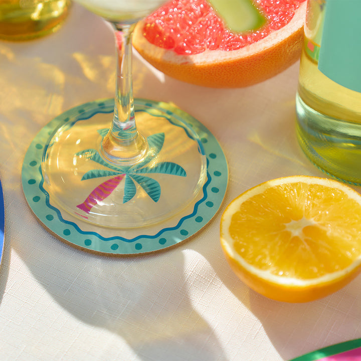 Annabel Trends fiesta table setting with  coasters