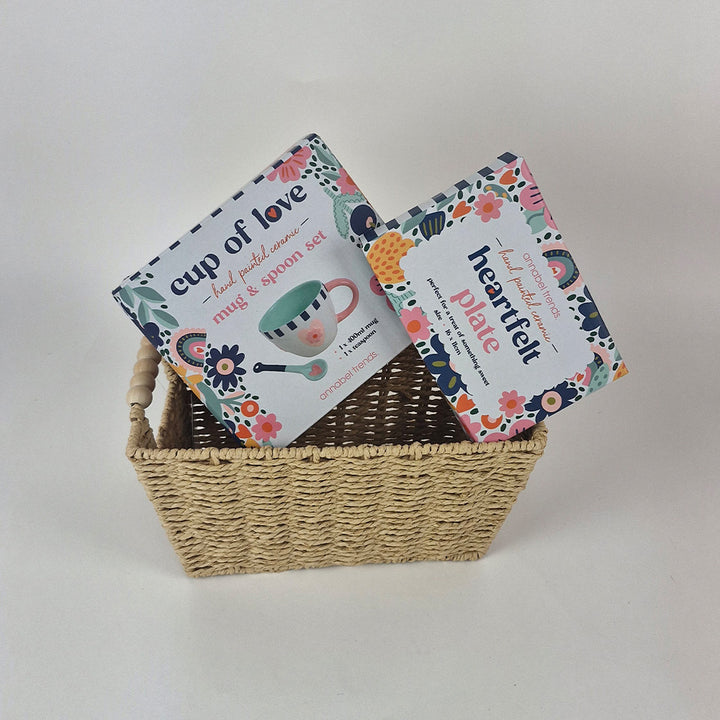 annabel trends mothers day hamper with ceramic heartfelt plate and cup of love mug and spoon set