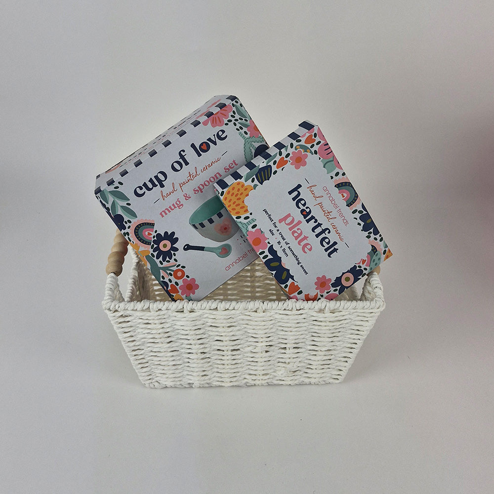 annabel trends mothers day hamper with ceramic heartfelt plate and cup of love mug and spoon set