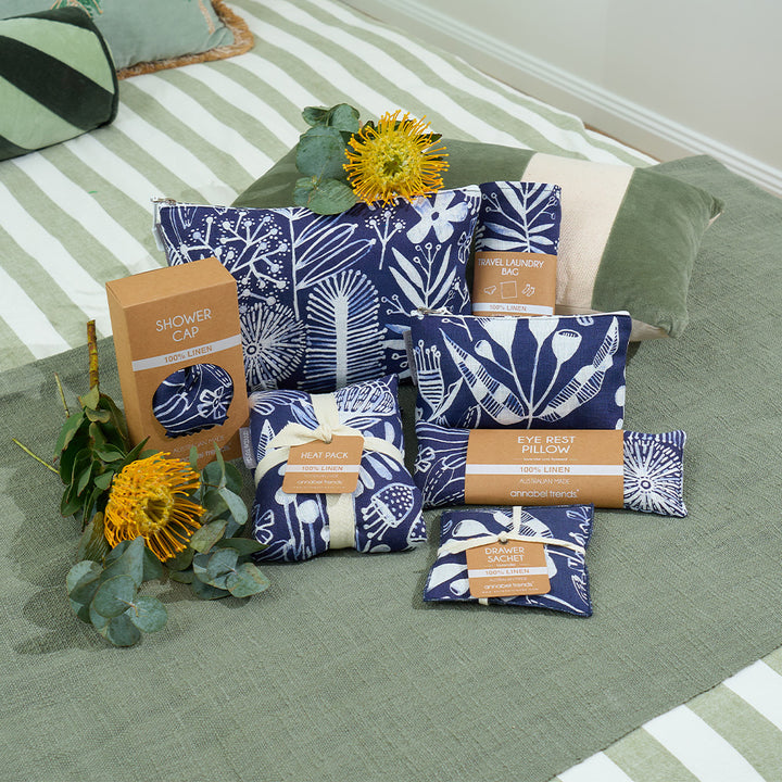 navy native bathroom linens cos bags shower cap drawer sachet