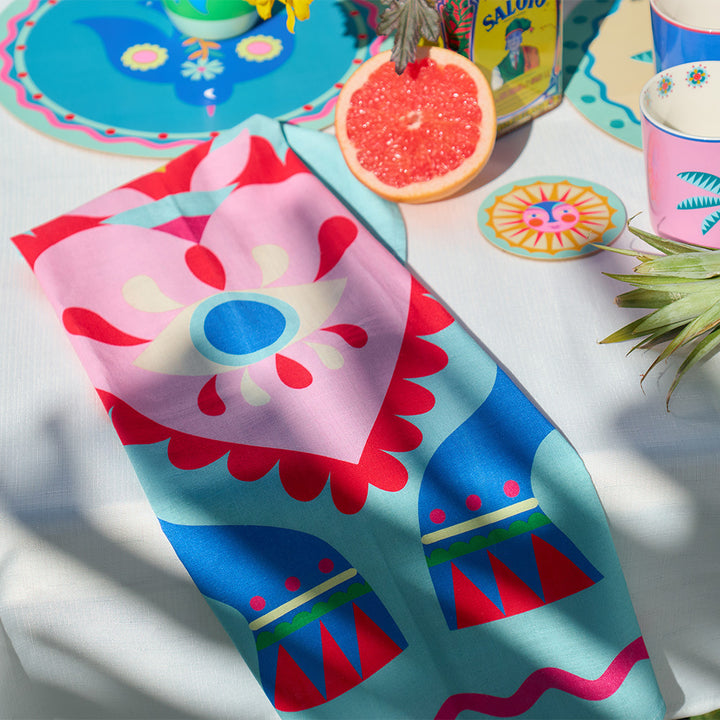 Annabel Trends Fiesta Heart cotton printed tea towel