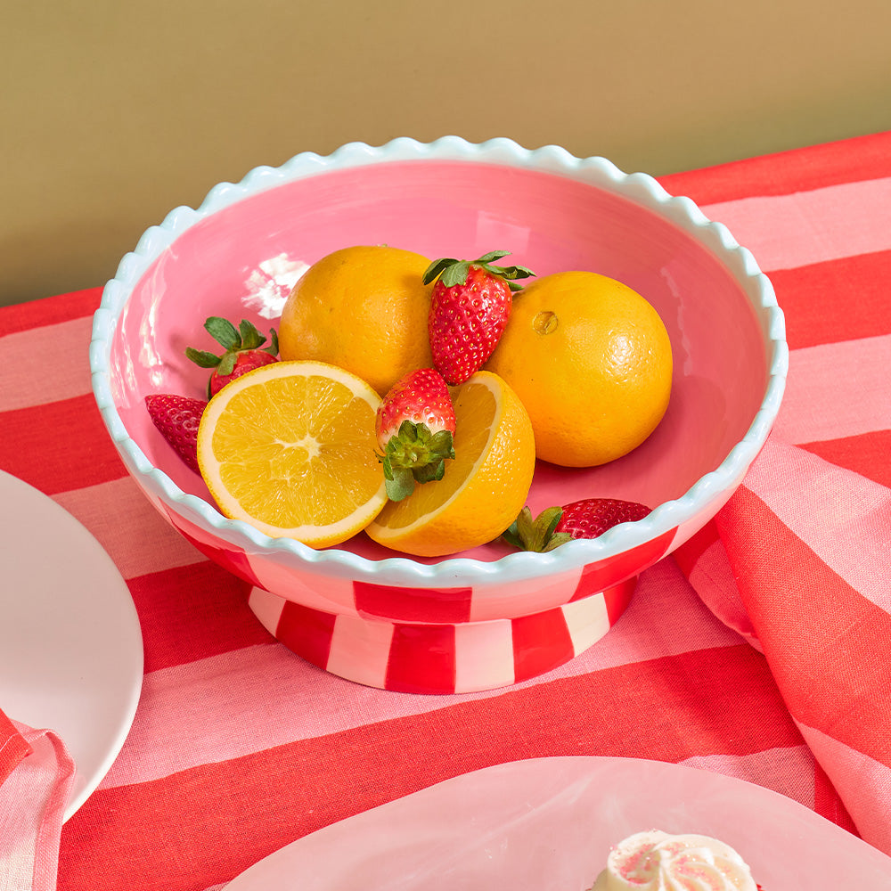 annabel trends red stripe bowl and linen table settings