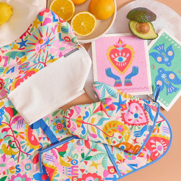 annabel trends fiesta Swedish cleaning cloths, fiesta cotton kitchen apron, oven mitts