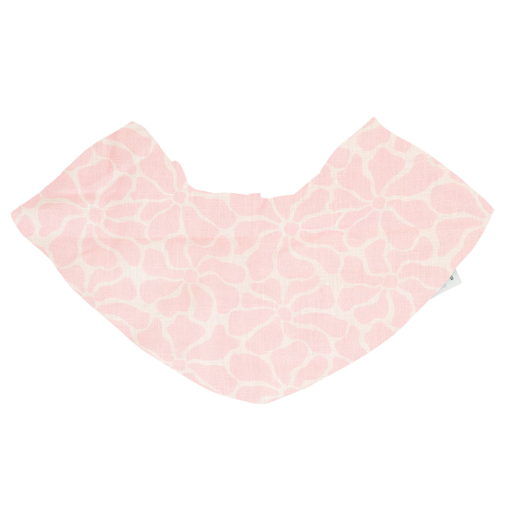 Baby's Bandana Bib. Linen. Pink Floral Petal