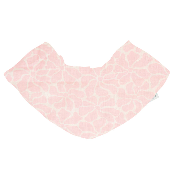 Baby's Bandana Bib. Linen. Pink Floral Petal