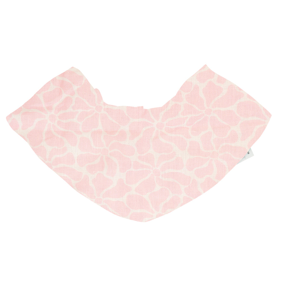 Baby's Bandana Bib. Linen. Pink Floral Petal