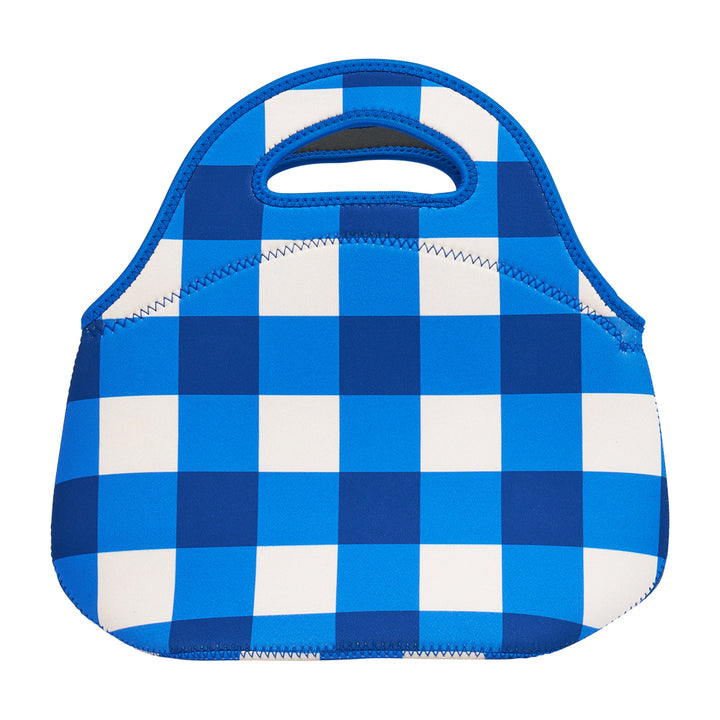 Neoprene lunch bag Cobalt check