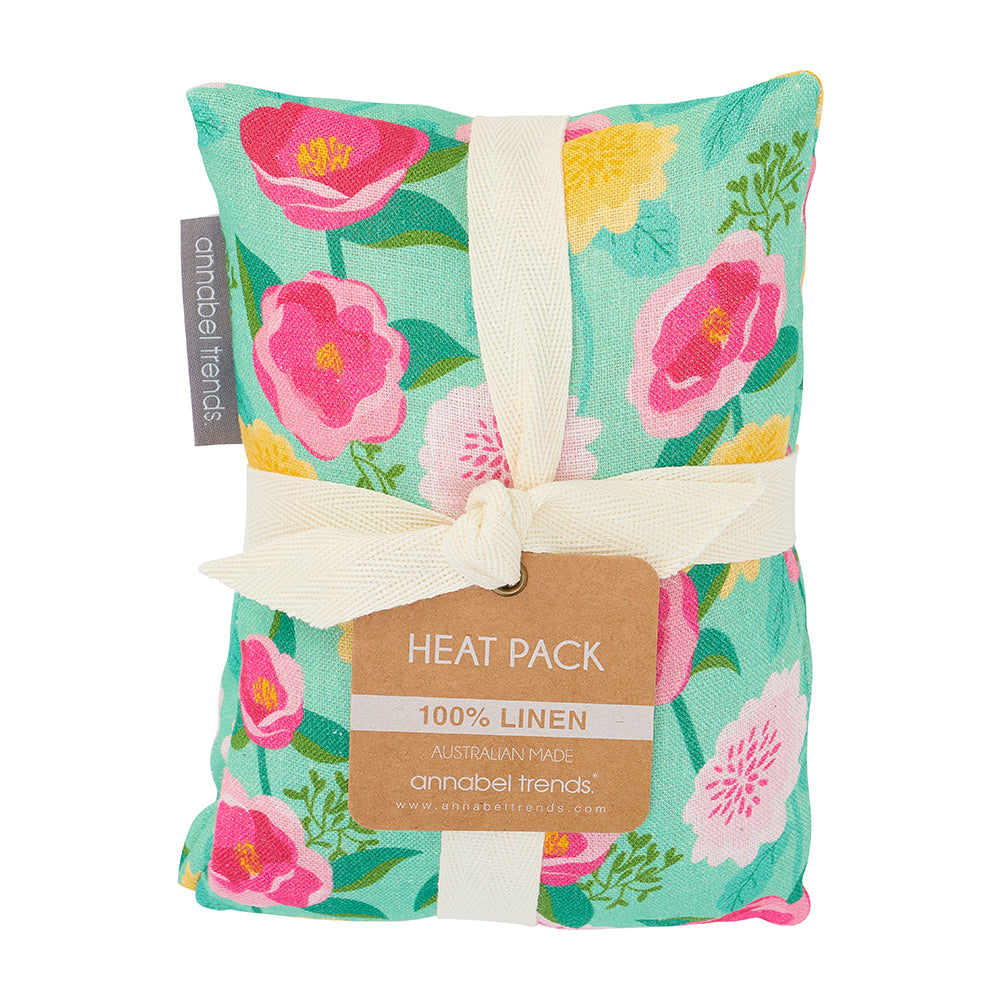 Heat Pillow - Linen - Camellias Mint