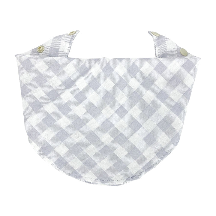 Baby muslin bib - gingham grey