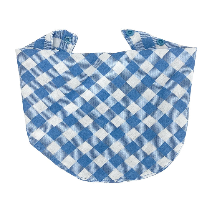 Baby muslin bib - gingham blue