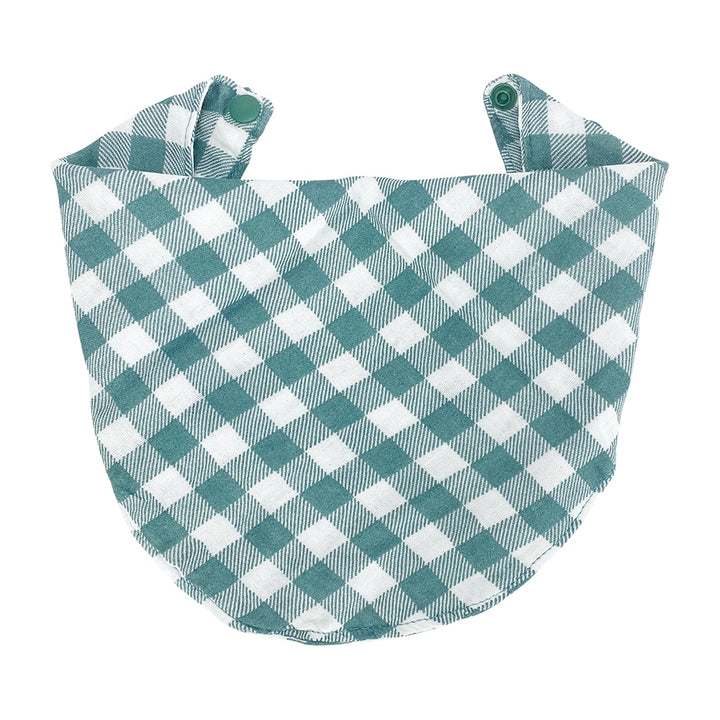 Baby muslin bib - gingham olive