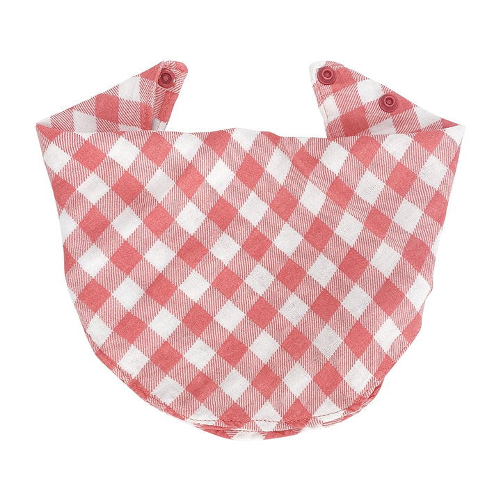 Baby muslin bib - gingham Rhubarb