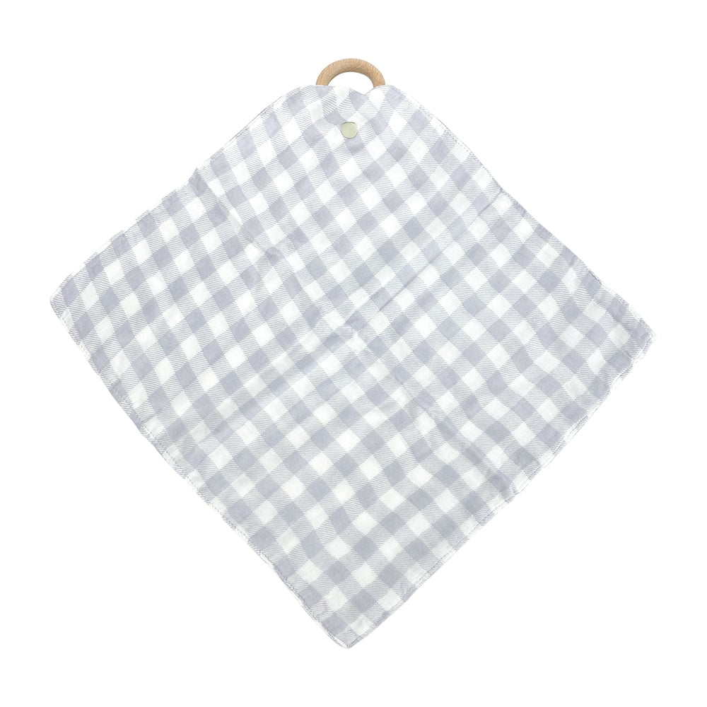 baby Muslin security blanket - gingham cool grey