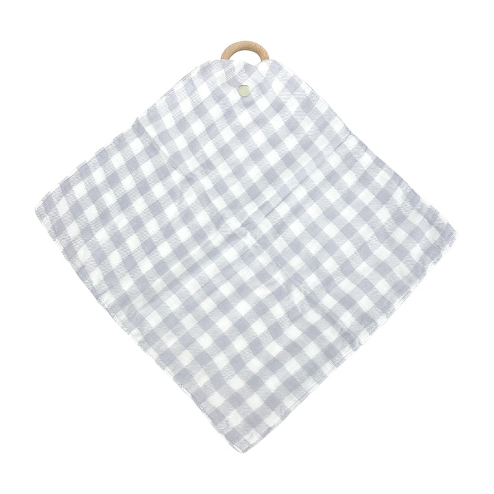 baby Muslin security blanket - gingham cool grey