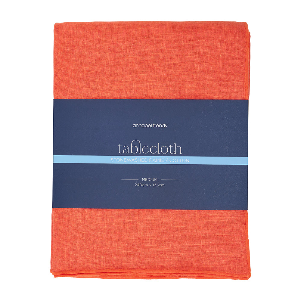 Tablecloth- Stonewashed - 240cm - Coral