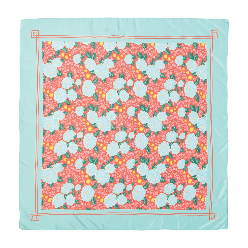 square scarf - pretty peonies