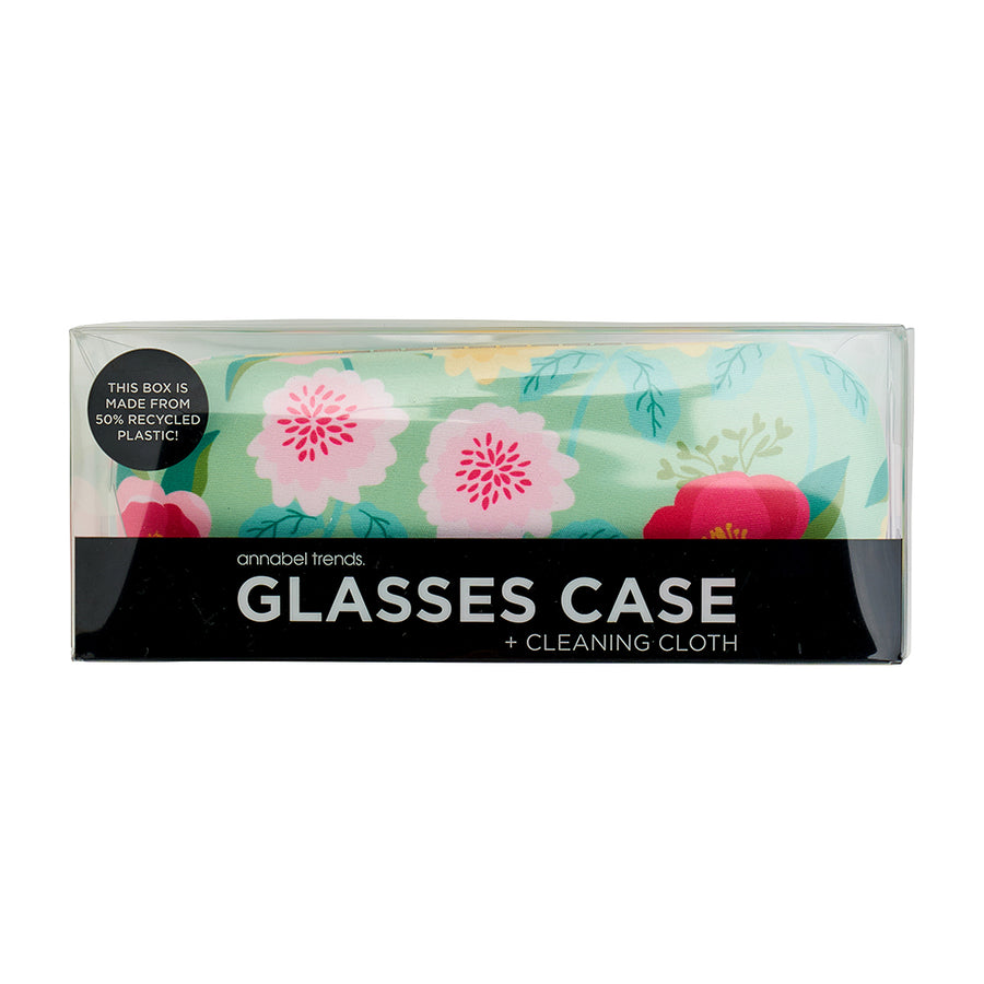 Glasses combo case - camellias mint