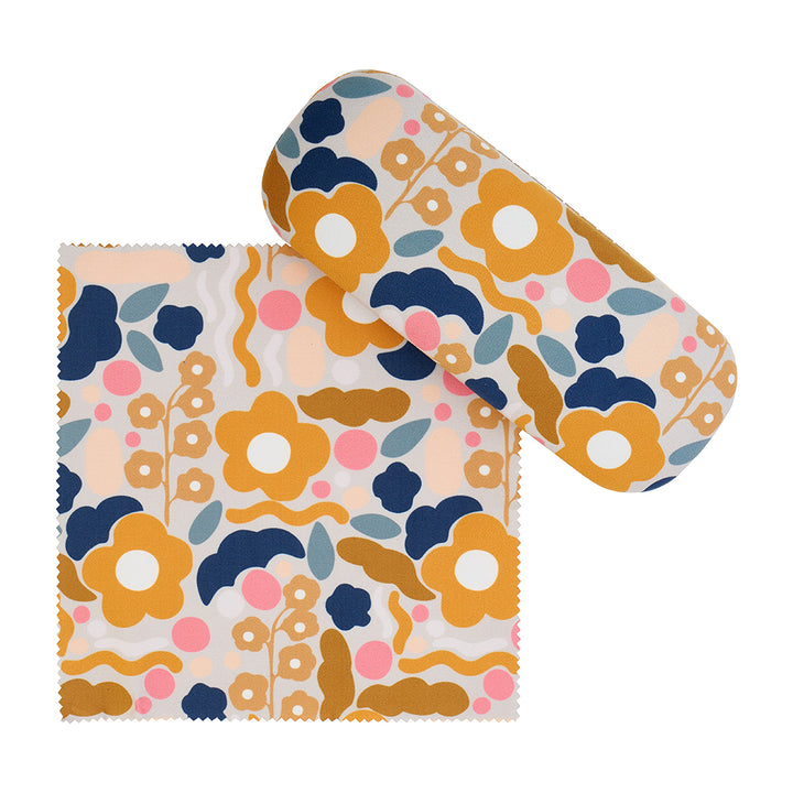 Glasses combo case - Floral Puzzle mustard