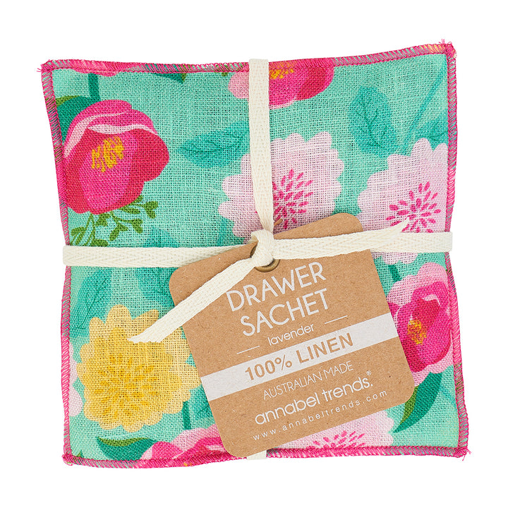 Drawer Sachet - Linen - Camellias Mint