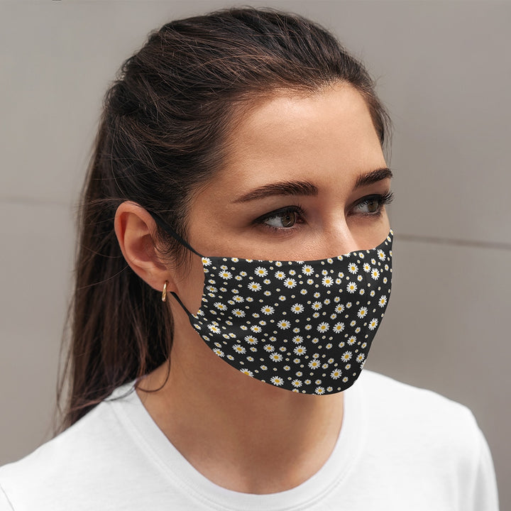 face mask - black daisy