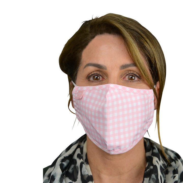 pink gingham face mask