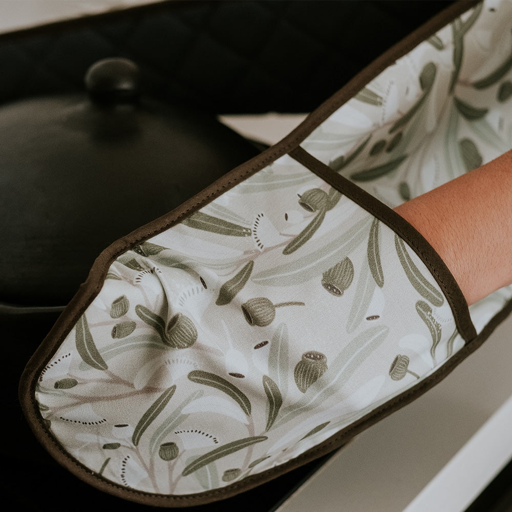 Double Oven Mitt - Linen -  Rose Pink