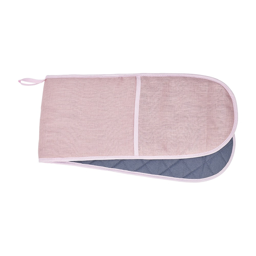 Double Oven Mitt - Linen -  Rose Pink