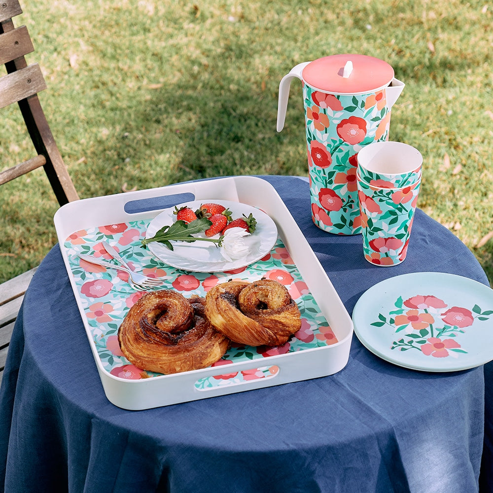 Sherbet Poppies Bamboo Picnic Ware