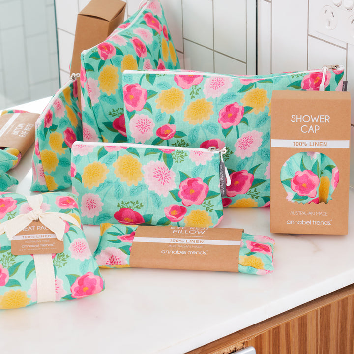 Laundry Bag - Linen - Camellias Mint