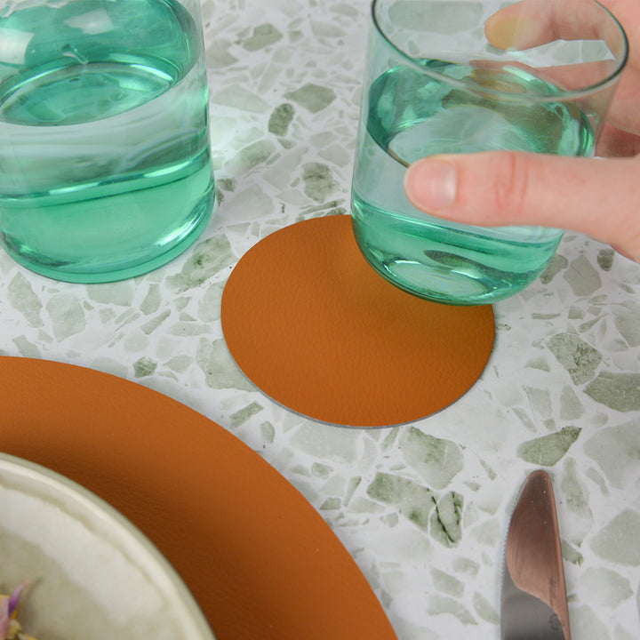 Coaster Set Round - Recycled Leather