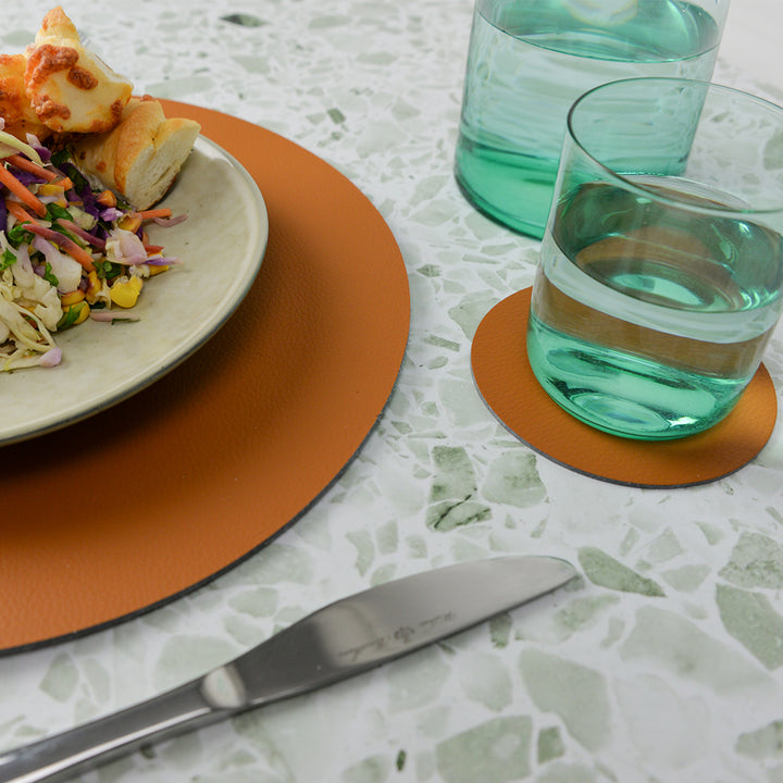 Coaster Set Round - Recycled Leather