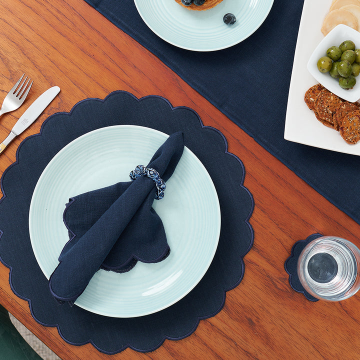 Napkin Rings - Scallop Edge -  Set of 4